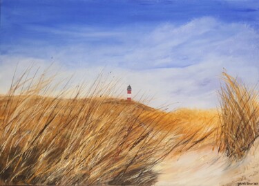 Malerei mit dem Titel "Leuchtturm Meer Dün…" von Gabriele Denno, Original-Kunstwerk, Acryl Auf Keilrahmen aus Holz montiert