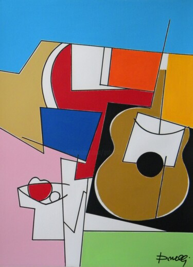 Painting titled "Chitarra e fruttiera" by Gabriele Donelli, Original Artwork, Oil