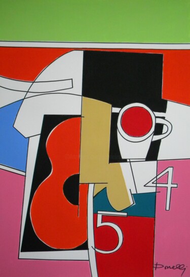 Malerei mit dem Titel "Gitara a pohàr" von Gabriele Donelli, Original-Kunstwerk, Acryl