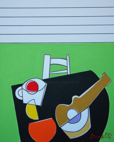 Malarstwo zatytułowany „Cup, guitar and oth…” autorstwa Gabriele Donelli, Oryginalna praca, Akryl