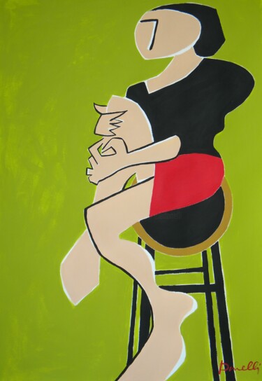 Painting titled "Woman sitting" by Gabriele Donelli, Original Artwork, Acrylic