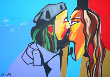 Painting titled "The kiss" by Gabriele Donelli, Original Artwork, Acrylic