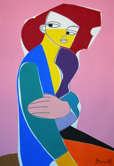 Картина под названием "Portrait of woman" - Gabriele Donelli, Подлинное произведение искусства, Акрил