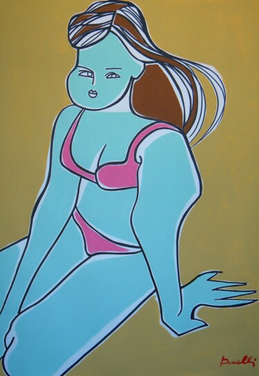 Painting titled "Bather" by Gabriele Donelli, Original Artwork, Acrylic