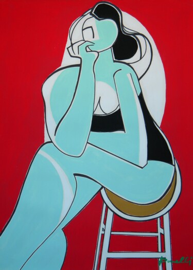 绘画 标题为“Fille assise” 由Gabriele Donelli, 原创艺术品, 丙烯