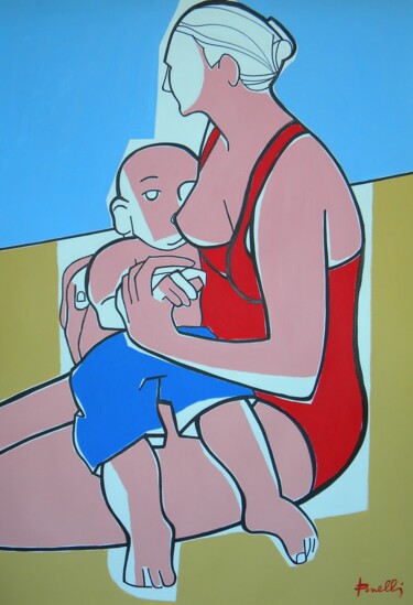 Peinture intitulée "Maternité" par Gabriele Donelli, Œuvre d'art originale, Acrylique