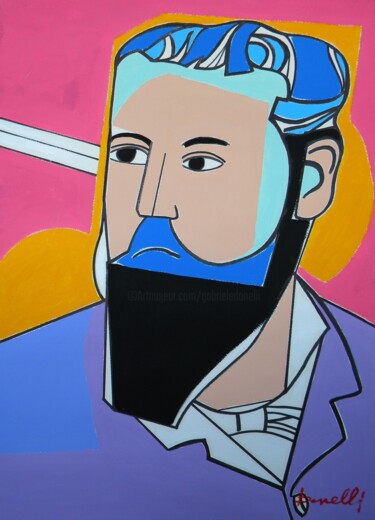 Schilderij getiteld "Portrait de Claude…" door Gabriele Donelli, Origineel Kunstwerk, Acryl