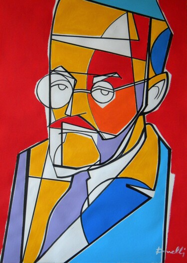 Schilderij getiteld "Portrait de Henri M…" door Gabriele Donelli, Origineel Kunstwerk, Acryl