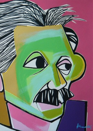 Malerei mit dem Titel "Albert Einstein" von Gabriele Donelli, Original-Kunstwerk, Acryl