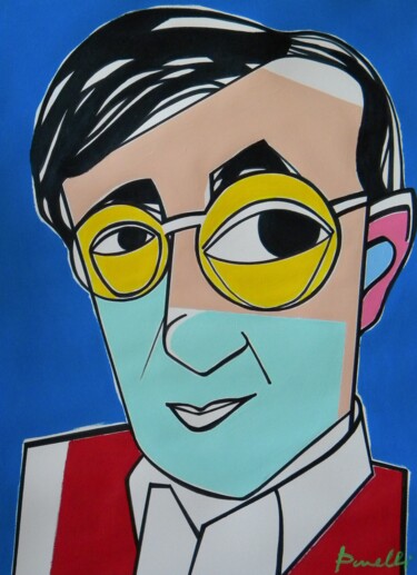 Malerei mit dem Titel "Woody Allen" von Gabriele Donelli, Original-Kunstwerk, Acryl