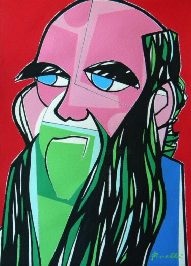 Schilderij getiteld "Charles Darwin" door Gabriele Donelli, Origineel Kunstwerk, Acryl