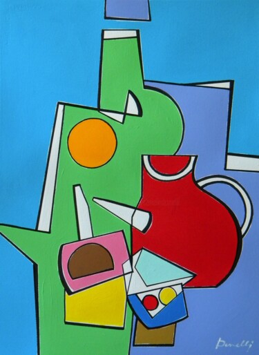 Painting titled "Carafe, fruit bowl,…" by Gabriele Donelli, Original Artwork, Acrylic