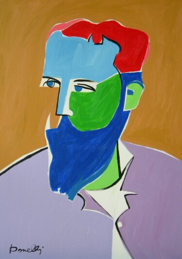 Картина под названием "Portrett av Claude…" - Gabriele Donelli, Подлинное произведение искусства, Акрил
