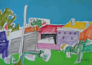 Pintura titulada "Casas en el campo" por Gabriele Donelli, Obra de arte original, Acrílico