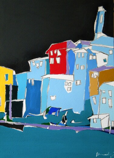 Peinture intitulée "Maisons à Clusane" par Gabriele Donelli, Œuvre d'art originale, Acrylique