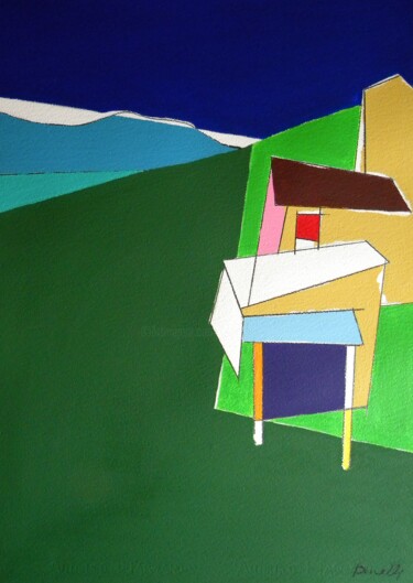 Peinture intitulée "Casas nos montes" par Gabriele Donelli, Œuvre d'art originale, Acrylique
