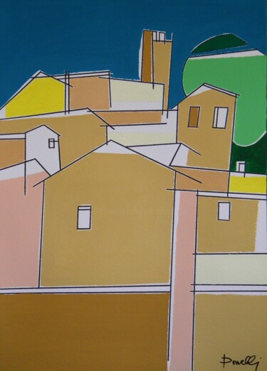 Peinture intitulée "Maisons à Castell'A…" par Gabriele Donelli, Œuvre d'art originale, Acrylique