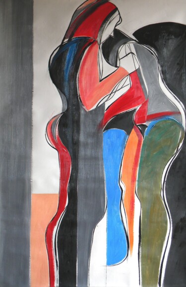 Pittura intitolato "Two women at the be…" da Gabriele Donelli, Opera d'arte originale, Olio