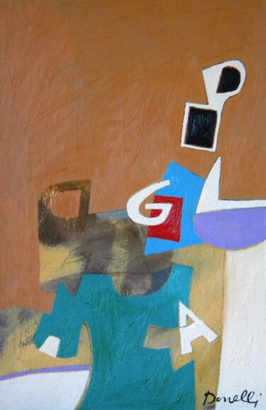 Painting titled "Espace et objets da…" by Gabriele Donelli, Original Artwork, Oil