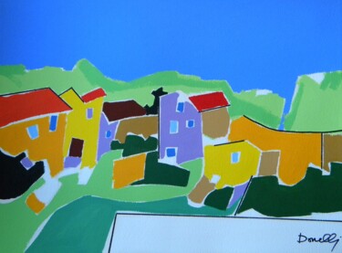Painting titled "Casas no campo" by Gabriele Donelli, Original Artwork, Acrylic