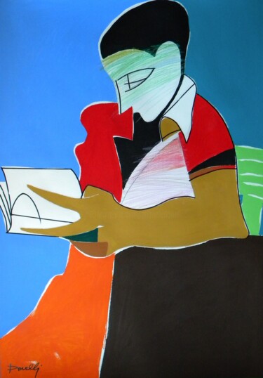 Painting titled "Lettura" by Gabriele Donelli, Original Artwork, Acrylic