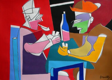 Pittura intitolato "Les joueurs de cart…" da Gabriele Donelli, Opera d'arte originale, Acrilico