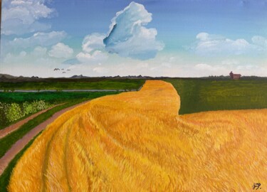Pittura intitolato "Onde nel grano" da Gabriele Provana, Opera d'arte originale, Olio