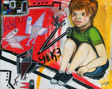Pintura titulada "Menino com pirulito…" por Gabriel Grecco, Obra de arte original, Acrílico
