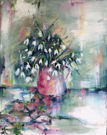 Painting titled "Snowdrops" by Gabriel Knollys, Original Artwork, Oil