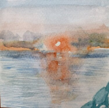 Painting titled "sunset" by Gabriella Agnetta, Original Artwork, Watercolor