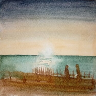Painting titled "sunset 2" by Gabriella Agnetta, Original Artwork, Watercolor