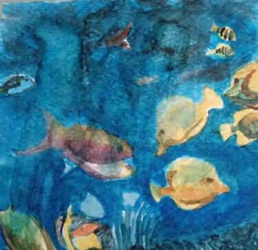 Painting titled "immersion" by Gabriella Agnetta, Original Artwork, Watercolor