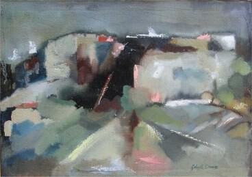 Pittura intitolato "rudere sulla duna" da Gabriella Dumas, Opera d'arte originale