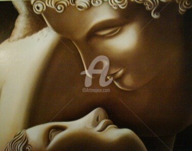 Картина под названием "amore e psiche- tra…" - Gabriella Grillo, Подлинное произведение искусства, Масло