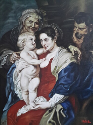 Pintura intitulada "Reproduction after…" por Gabriella Molnár, Obras de arte originais, Óleo