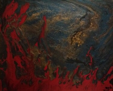 Painting titled "Flaming World" by Gabriella Molnár, Original Artwork, Acrylic