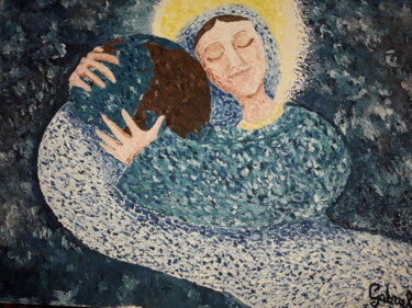 Painting titled "Maria che abbraccia…" by Gabriella Lupo, Original Artwork, Oil