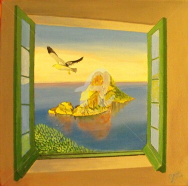 Painting titled "El Vedrá desde la v…" by Gabriel Mir, Original Artwork, Oil