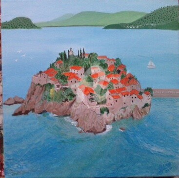 Pintura titulada "Sveti Stefan" por Gabriel Mir, Obra de arte original