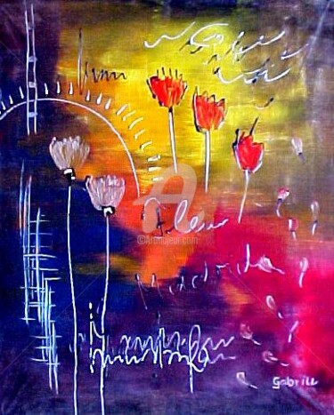 Malerei mit dem Titel "Fleur Madrid" von Gabriele Neuert (Gabrill), Original-Kunstwerk, Acryl