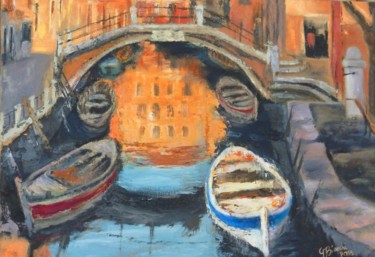 Pittura intitolato "I veicoli di Venezia" da Gabry Bianchi, Opera d'arte originale