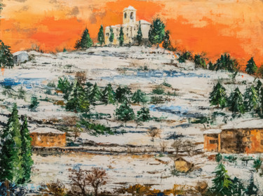 Pintura intitulada "Neve a Montevecchia" por Gabry Bianchi, Obras de arte originais, Óleo