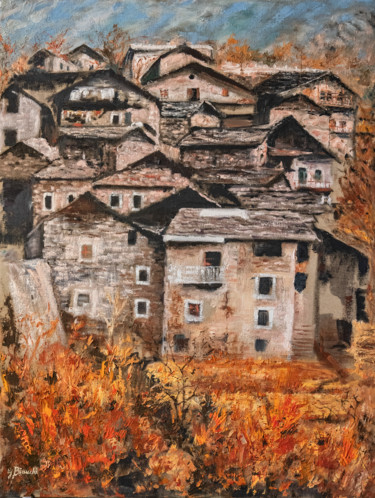 Pittura intitolato "Memorie di pietra" da Gabry Bianchi, Opera d'arte originale, Olio