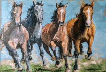 Pittura intitolato "cavalli.jpg" da Gabry Bianchi, Opera d'arte originale, Altro