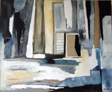 Bleu lin Peinture intitulée "Bleu lin" par Zein, Œuvre d'art originale, Huile