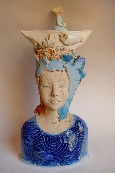 Rzeźba zatytułowany „Across the Sea” autorstwa Gaby Pühmeyer, Oryginalna praca, Ceramika