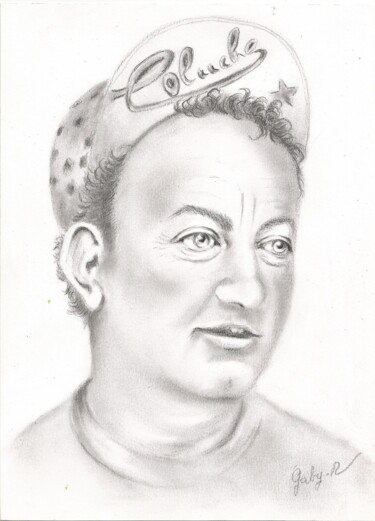 Drawing titled "COLUCHE" by Gaby.R, Original Artwork, Pencil