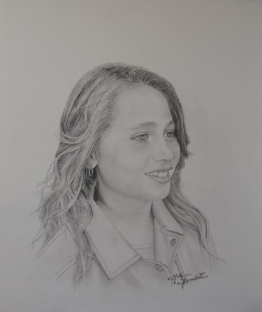 Drawing titled "Astrid - 12 ans" by Gaby Bourlier, Original Artwork, Graphite