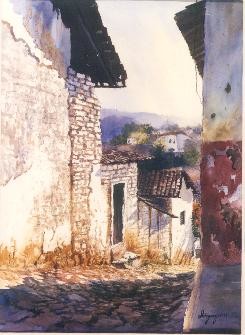 Painting titled "" ALHAMBRA EN TAXCO"" by Gabriela Iñiguez Snyder, Original Artwork, Watercolor