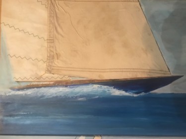 Collages intitulée "J class Velsheda 18…" par Guillermo Altadill, Œuvre d'art originale, Acrylique